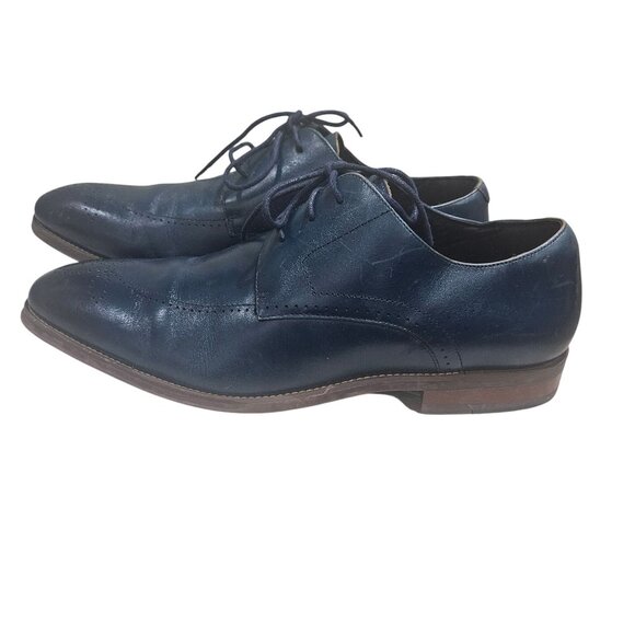 Stacy Adams Men's Blue Leather Dress Shoes Size 10.5 M Ballard Oxford Style - Picture 5 of 13
